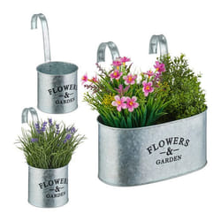 Relaxdays Jardinière dextérieur pour le balcon en lot de 3 à suspendre fer revêtu de zinc argentée