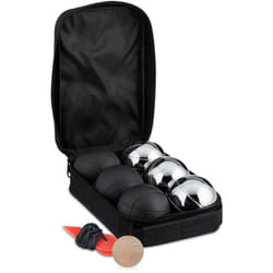 Reladays Boule de pétanque, lot de 6 boules métalliques, étui de transport, avec cochonnet, noire et argentée