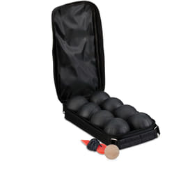 Relaxdays - Reladays Boule de pétanque, lot de 8 boules métalliques, avec cochonnet et mesureur, set en acier et nylon, noire