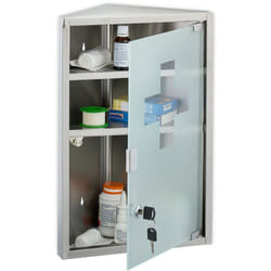 Relaxdays - Armoire à pharmacie, 3 compartiments, mélange de matériaux, h x l x p : 45 x 30 x 17,5 cm, argentée