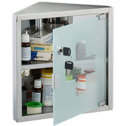 Relaxdays - Armoire à pharmacie, 2 compartiments, mélange de matériaux, h x l x p : 30 x 30 x 17,5 cm, argentée