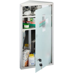 Relaxdays - Armoire à pharmacie, 3 compartiments, mélange de matériaux, h x l x p : 56 x 30 x 18 cm, argentée
