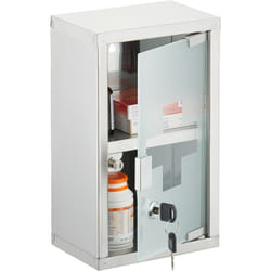 Relaxdays Armoire à pharmacie, 2 compartiments, mélange de matériaux, H x L x P : env. 30 x 18 x 12 cm, argentée