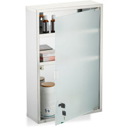 Relaxdays - Armoire à pharmacie, 3 compartiments, peut être fermée à clé, h x l x p : env. 58 x 38 x 13 cm, argentée