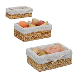 Relaxdays 10050085 Panier à pain Rectangle Coton, Fibre, Fer Crème, Naturel
