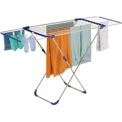 Tendoir à linge, dimensions lorsque complétement ouvert, h x l x p : 100 x 177 x 56 cm, argenté et bleu - Relaxdays