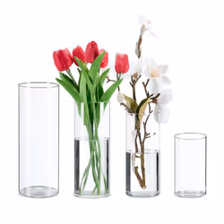 Relaxdays Vase décoratif lot de 4 vases en différentes tailles pour vos bouquets ou vos bougies transparent