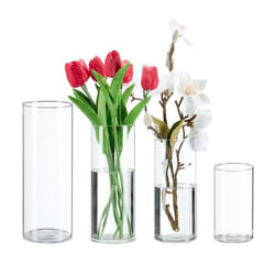 Relaxdays Vase décoratif lot de 4 vases en différentes tailles pour vos bouquets ou vos bougies transparent