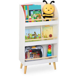 Relaxdays - Rangement pour la chambre de votre enfant, pour les livres, h x l x p : 95,5 x 50 x 24 cm, blanc et nature