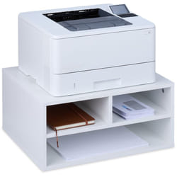 Relaxdays - Support d'imprimante, pour le bureau, 3 compartiments, h x l x p : 22,5 x 47 x 40 cm, blanc