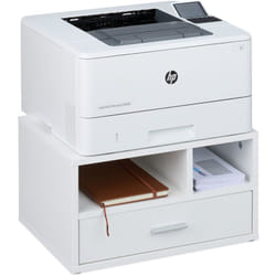 Relaxdays - Support d'imprimante, avec 1 tiroir et 2 compartiments, hlp : 22 x 40 x 30 cm, pour le bureau, blanc