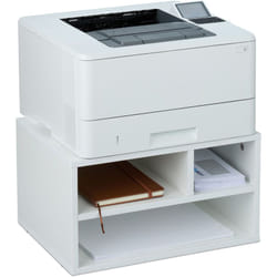 Relaxdays - Support d'imprimante, 3 compartiments pratiques, h x l x p : 22,5 x 40 x 30 cm, pour le bureau, blanc
