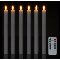 Relaxdays - Bougies led sur tige, 6 pièces, avec télécommande, minuterie & flamme vacillante, cire véritable, blanches