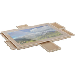 Plateau pour puzzle allant jusqu'à 1000 pièces, 6 tiroirs pratiques, bois de pin, nature - Relaxdays