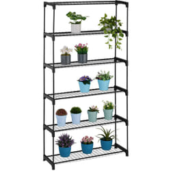 Relaxdays - tagère à plantes, 6 niveaux, pour vos trésors verts, métal et plastique, h x l x p : 174 x 91 x 28 cm, noire