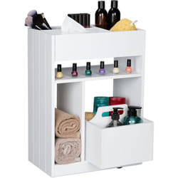 Relaxdays - Chariot de rangement sur roulettes, livres, épices, hlp 55x38,5x23 cm, chariot cuisine, salle de bain, blanc