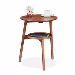 Relaxdays 4052025502935, Table basse, Forme arrondie, 3 pieds, Marron