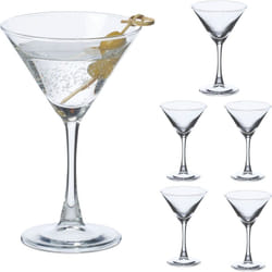 Relaxdays - Verre à martini en lot de 6, 140 ml, pour Cosmopolitan, Manhattan, compatibles au lave-vaisselle, transparents