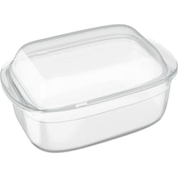 Plat à four, avec couvercle, en verre, 4,5 litres, pour faire des lasagnes ou du tiramisu, transparent - Relaxdays