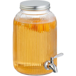 Relaxdays - Distributeur de boisson, design vintage, 4 litres, robinet et couvercle, pour votre limonade, transparent