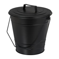 Seau à cendres, avec couvercle et anse, 7 litres, en fer, pour la cheminée ou le poêle, noir - Relaxdays