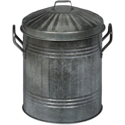 Seau à cendres avec couvercle, 10 litres, fer galvanisé, récipient pour charbon, cheminée, poêle, argent - Relaxdays