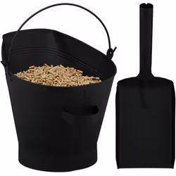Le seau à cendres noir avec pelle de cheminée en fer enduit de poudre est l'accessoire idéal pour votre cheminée. Le grand se ...