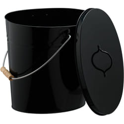 Seau à cendres, avec couvercle, 12 litres, anse, pour la cheminée ou encore le poêle, noir - Relaxdays