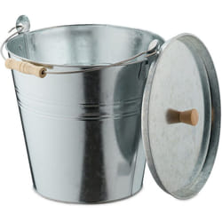Relaxdays - Seau à cendres, couvercle, anse, volume : 12,5 litres, pour la cheminée, acier, argenté
