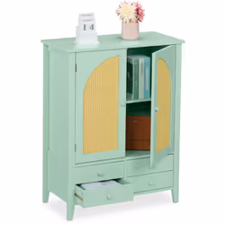 L'armoire d'appoint avec ses 2 compartiments et 4 tiroirs vous offre un grand espace de rangement dans votre maison. Utilisez ...