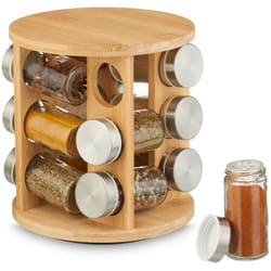 Relaydays Tourniquet à épices, en bambou, 12 pots, support rotatif à 360°, h x d : 21 x 21 cm, nature