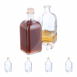 Relaxdays 10050536, Kit de boîtes universelles, 0,5 L, Verre, Plastique, Transparent, Couvercle amovible, 75 mm