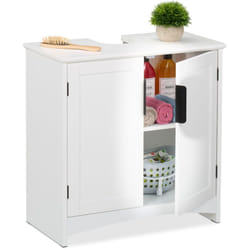 Meuble sous lavabo, avec 2 portes pratiques, en mdf, h x l x p : env. 60 x 60 x 30 cm, blanc - Relaxdays