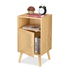 Relaxdays Table de chevet avec 1 porte aspect rotin H x L x P : env. 72 x 40 x 39 cm pour la chambre nature