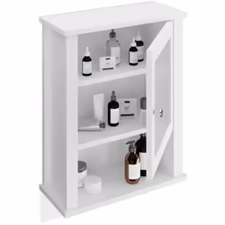 L'armoire de salle de bains suspendue compacte avec porte décorative en verre acrylique est idéale pour les invités ou les pe ...
