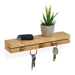 Relaxdays Support de clés magnétique en bambou avec étagère L : 295 cm rangement mural couleur naturelle