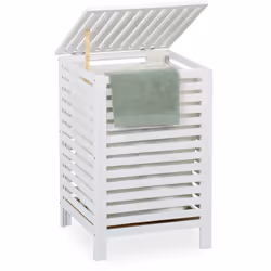Marre du linge sale qui traine partout dans la salle de bain ? Alors ce coffre en bois de noyer est ce qu'il vous faut ! Le s ...