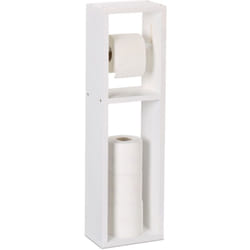 Relaxdays - Support pour votre papier toilette, bois de noyer, h x l x p : env. 70 x 20 x 13 cm, blanc