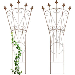 Relaxdays - Tuteur à plantes, lot pratique de 2, métal (acier), vintage, à planter, h x l : 145 x 54 cm, marron