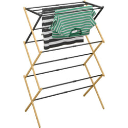 Relaxdays - tendoir à linge, pliable, 11 barres, 5 niveaux, bambou et métal, 105,5 x 43-75 x 37,5 cm, nature et noir
