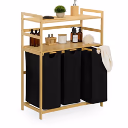 Marre du linge sale qui traîne de partout dans la salle de bain ? Alors ce superbe meuble est ce qu'il vous faut ! Les 3 corb ...