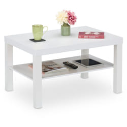 Superbe table basse rectangulaire, spacieuse, h x l x p : 45 x 79 x 55 cm, pour le salon, blanche - Relaxdays