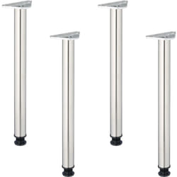 Relaxdays - Pied de table, lot décoratif et pratique de 4, embout réglable en hauteur, hd : 71 x 6 cm, argenté