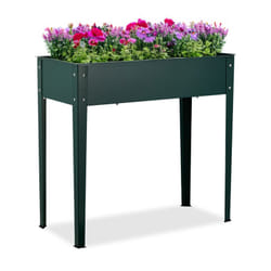 Relaxdays - bac à fleurs surélevé, jardin, balcon & terrasse, acier traité, h x l x p : 80 x 85 x 40 cm, planteur, vert