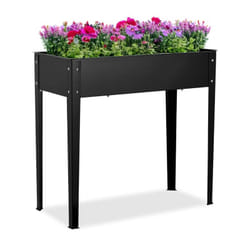 Relaxdays - potager surélevé, balcon & terrasse, acier pulvérisé, h x l x p : 80 x 85 x 40 cm, bac à fleurs, noir