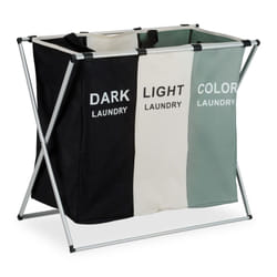 Relaxdays - Meuble à linge, 3 compartiments, capacité : 105 litres, pliable, h x l x p : 60 x 65 x 36,5 cm, multicolore