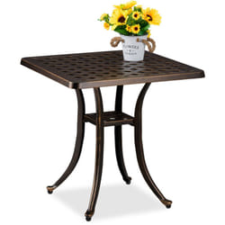 Relaxdays - Table de jardin, design rustique, résistante aux intempéries, h x l x p : 53 x 54 x 54 cm, noir et bronze