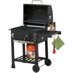 Relaxdays Chariot de barbecue au charbon, avec couvercle, BBQ sur roues, réglable en hauteur, jardin XXL, noir/argenté