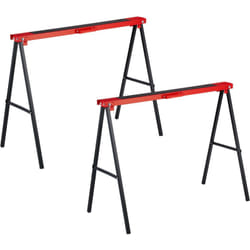 Tréteau de travail, 2 pièces, pliable, 100 kg, HxLxP : 78 x 100 x 49 cm, tréteau polyvalent, acier, rouge/noir - Relaxdays