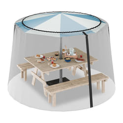 Relaxdays Moustiquaire parasol 250-300 cm extérieure mailles serrées ajustable protection contre insectes noir